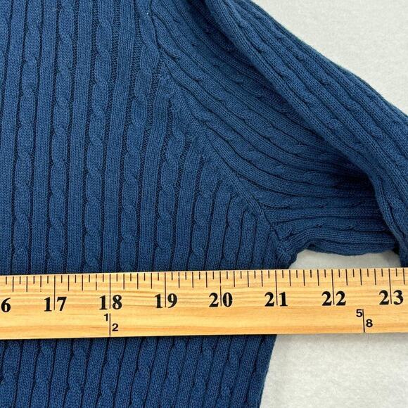 Jeanne Pierre Pullover Sweater Cable Ribbed Knit Cotton Blue Ridge Women's XL - Picture 7 of 8